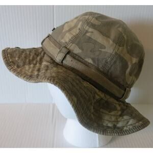 OLD NAVY Bucket Sun Hat Camo Youth Size L Snaps Brown Outdoors School Casual